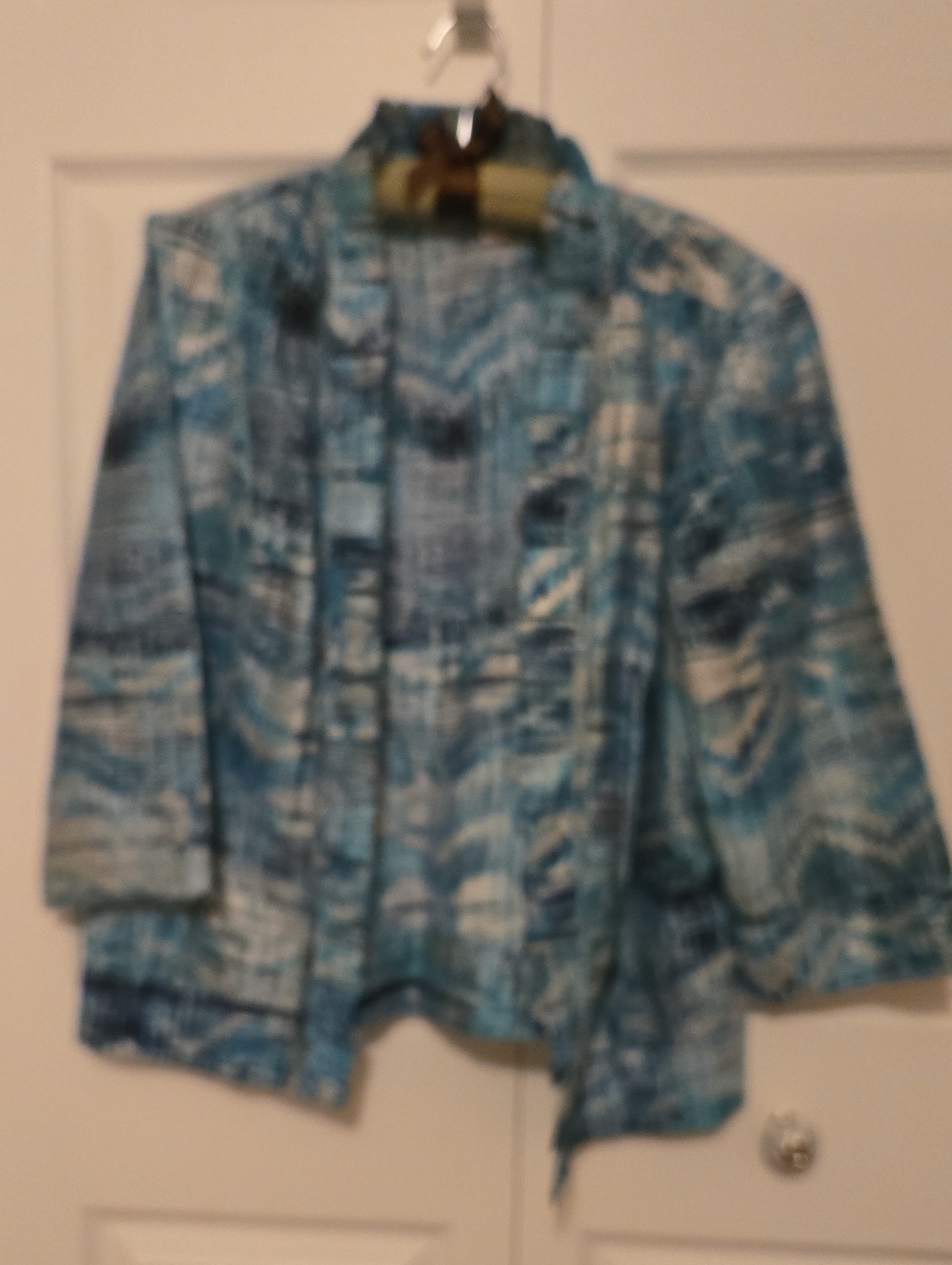 Chico's Teal and Aqua Open-Front Jacket